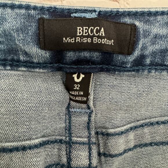 NEW True Religion Wms Becca Mid Rise Flap Pocket Denim Bootcut Jeans Size 32 - Picture 3 of 10